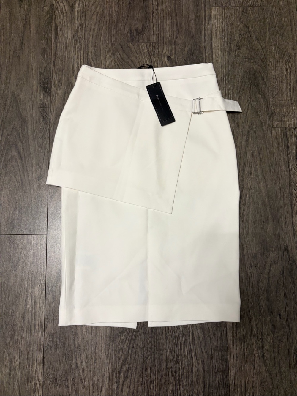 Dayna White Asymmetrical Wrap Pencil Skirt - Women's